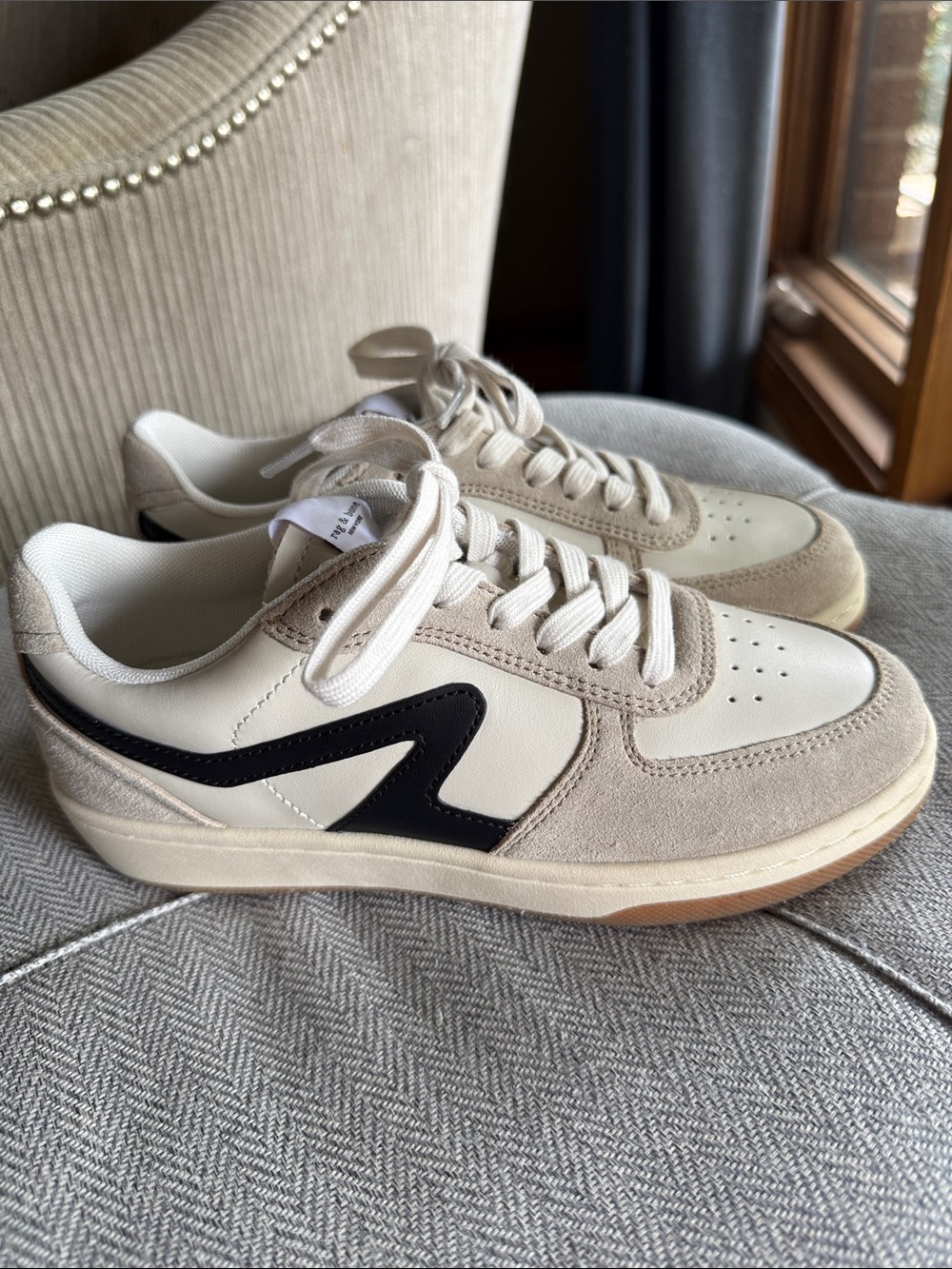 rag & bone Women's Retro Court Sneakers in Dove/Sand